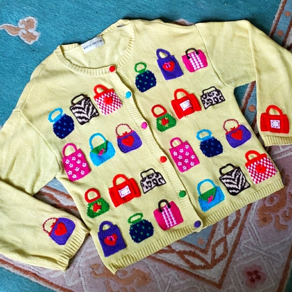 Vintage Sweaters - Vintage handbag knit sweater Marisa Christina